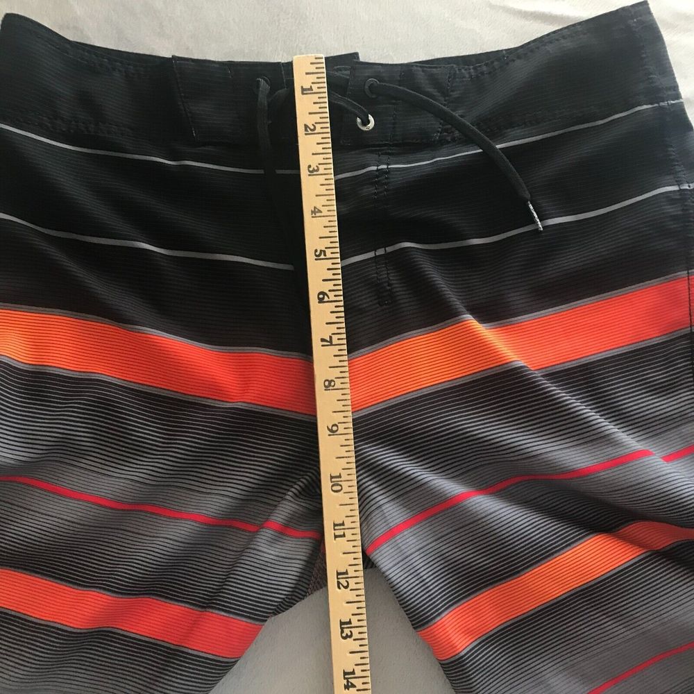 BILLABONG Platinum Board Shorts Mens 34‎ Black Orange Striped Swim Trunks PX3 - Picture 9 of 10